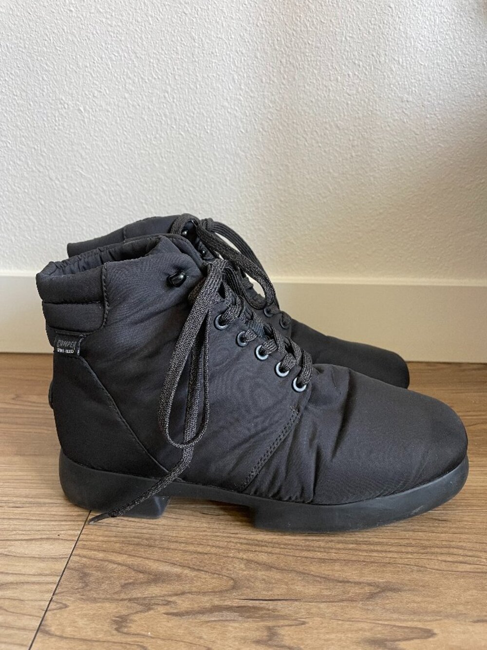 Camper Fiss Puffer Quilted Waterproof Ankle Boots - Black, Size 40